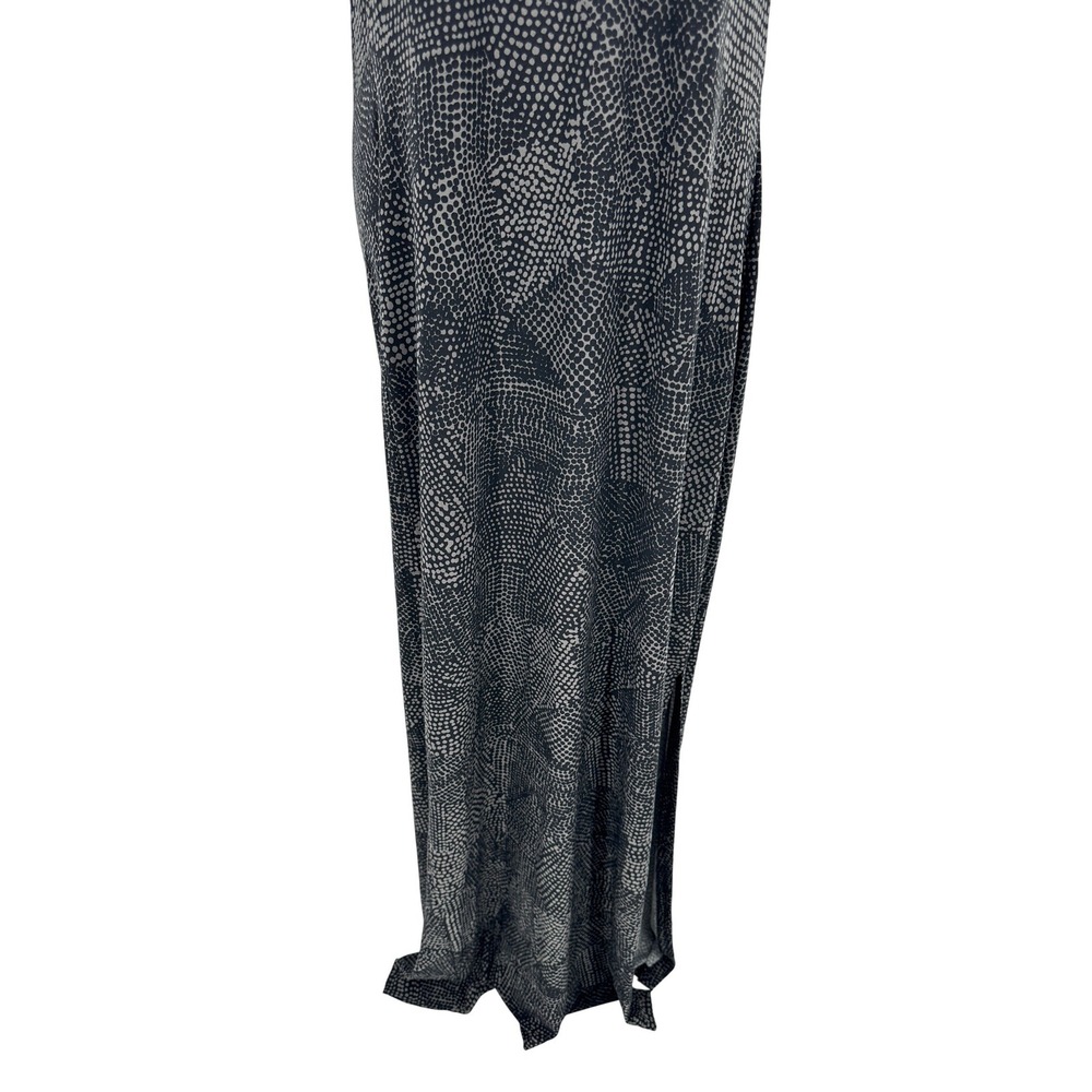 KamaliKulture Dress XL Black Grey Halter Turtleneck Backless Maxi Gown Slit - Picture 4 of 11